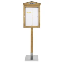 Présentoir LED Rustic (Set complet avec pied + socle) - Acajou finition laquée - présente 4 pages A4 - Securit