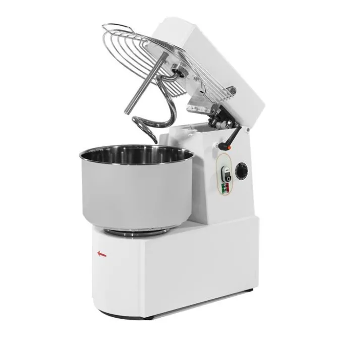 Pétrin Professionnel à Spirale Tête Relevable et Cuve Fixe - 48L - Triphasé 400V 2 Vitesses - Resto Italia