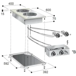 Réchaud Electrique Drop-In - 2 Plaques - Combisteel