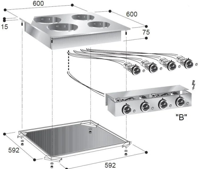 Réchaud Electrique Drop-In - 4 Plaques - Combisteel
