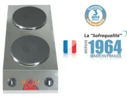 Réchaud Electrique Professionnel - 2 plaques en profondeur - Diamètre 220 mm - Sofraca