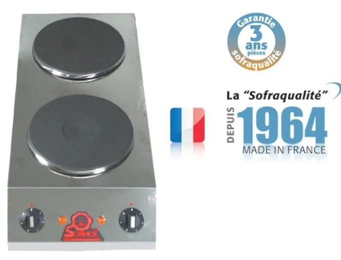 Réchaud Electrique Professionnel - 2 plaques en profondeur - Diamètre 220 mm - Sofraca