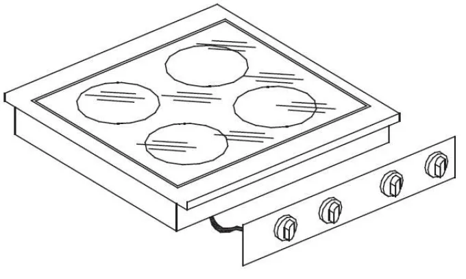 Réchaud en Céramique Drop-In - 4 Zones de Cuisson - Combisteel