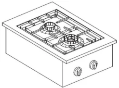 Réchaud à Gaz Drop-In - 2 Feux 3,5 kW - Combisteel