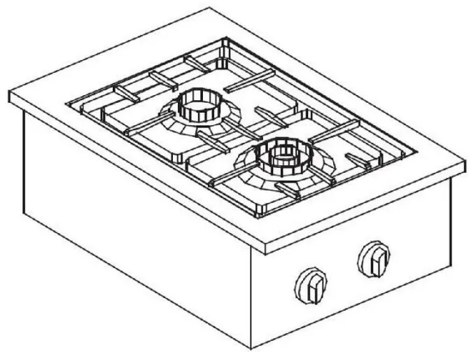 Réchaud à Gaz Drop-In - 2 Feux 3,5 kW - Combisteel