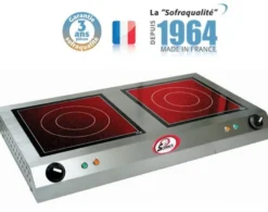 Réchaud vitrocéramique avec détecteur de présence - 2 feux - 2x 300 x 300 mm - Sofraca