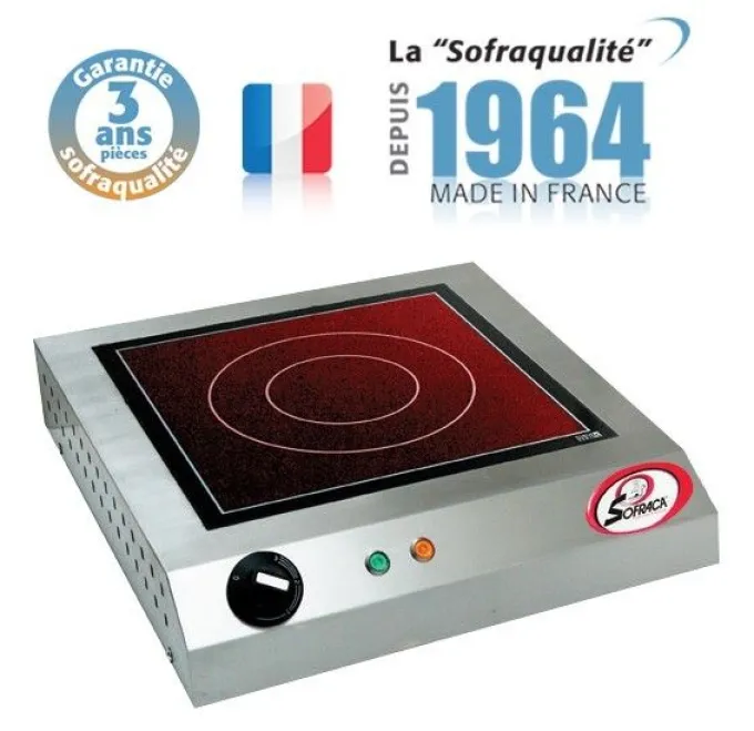 Réchaud vitrocéramique - 1 feu - 300 x 300 mm - Sofraca