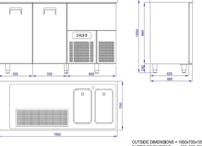 Refroidisseur de Bière - 2 Portes - Avec Evier Droit - Combisteel