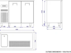 Refroidisseur de Bière - 2 Portes - Avec Evier Gauche - Combisteel