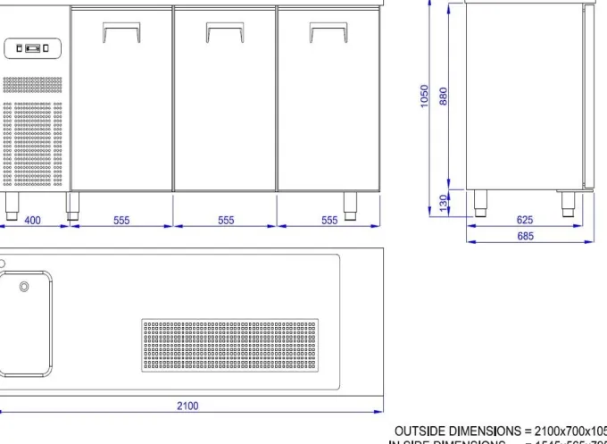 Refroidisseur de Boisson Avec Evier à Gauche - 3 Portes - Combisteel