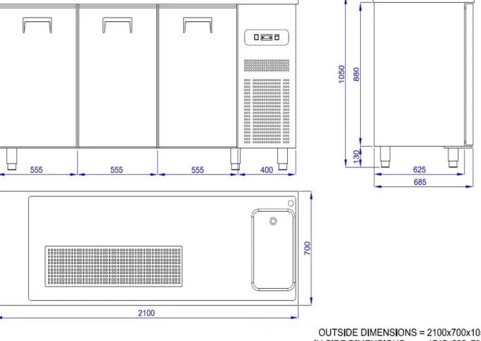 Refroidisseur de Boisson Avec Evier à Droite - 3 Portes - Combisteel