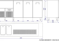 Refroidisseur de Boisson Avec Evier Gauche - 3 Portes - 2R - Combisteel