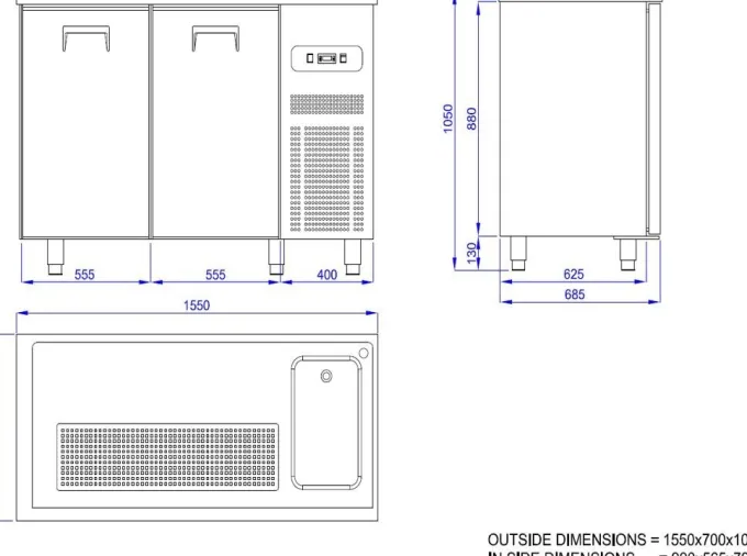 Refroidisseur de Boissons - 2 Portes - Evier Gauche - Combisteel