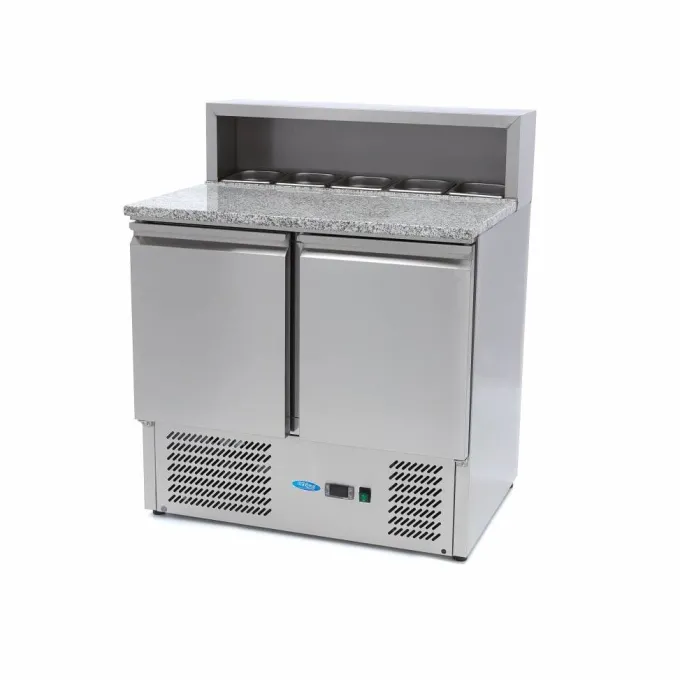 Réfrigérateur à Pizza - 90 cm - 2 Portes - 5 x GN 1/6 - Couv. Inox - Maxima