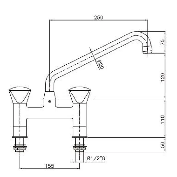 Robinet avec mélangeur 2 trous - Combisteel