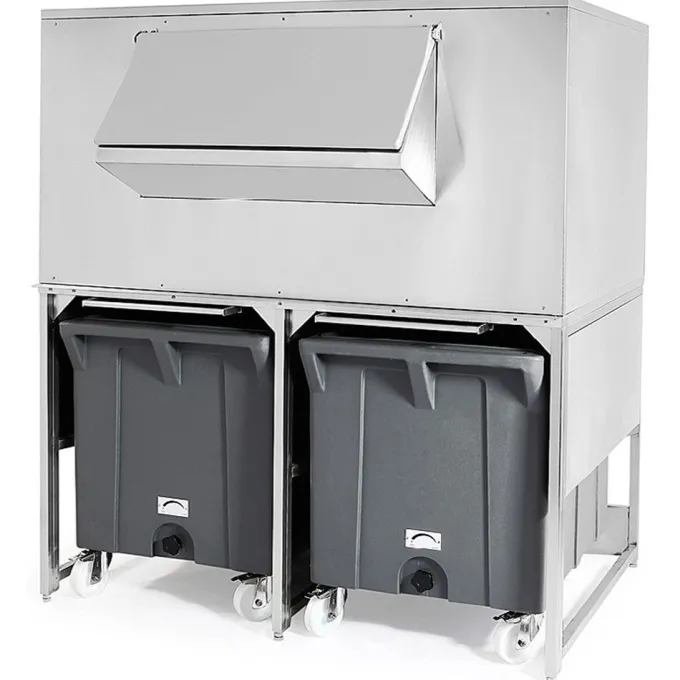 Réserve-Bac à Glaçons Inox 300kg avec chariots de manutention - BREMA - DRB500/SPLIT800/150