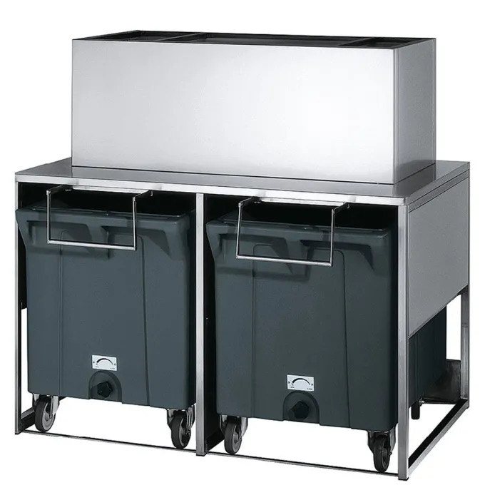 Réserve-Bac à Glaçons Inox 50kg avec chariots de manutention - BREMA - DRB100/VM500-900
