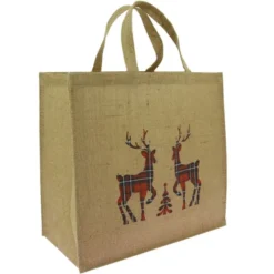 Sac Cabas Jute Décor Cerfs 42X20 Lot de 50 - Créapak