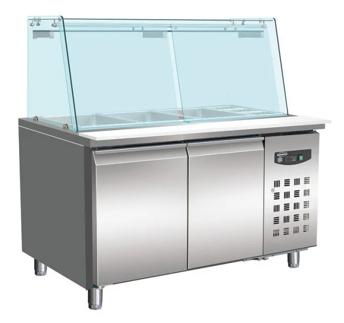 Saladette Réfrigérée avec 2 Portes et Vitrine - 3 Bacs GN 1/1 et 3 Bacs GN 1/6 - Combisteel