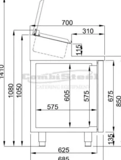 Saladette réfrigérée 7 GN 1/3 - 2 portes - Combisteel