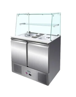 Saladette Réfrigérée Vitrée Pare-Haleine Droit - 2 Portes GN 1/1 - Atosa