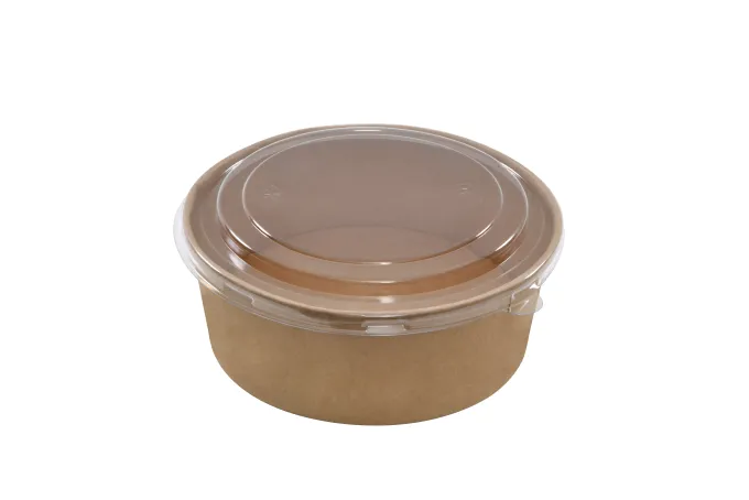 Saladier rond en carton kraft + couvercle anti-buée en PET 1300 ml - 250 unités - Betik