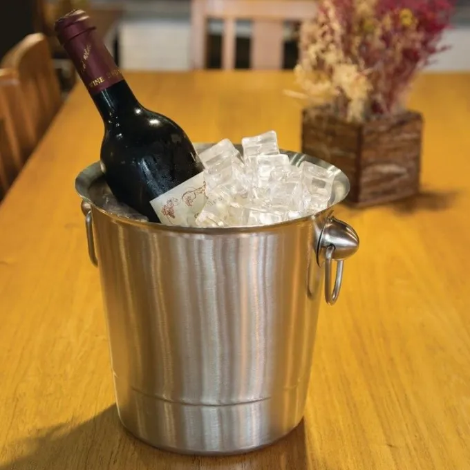 Seau à champagne en inox brossé professionnel 3,78 L - Olympia