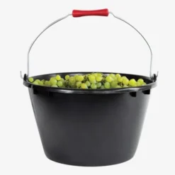 Seau rond éco-durable 15 L - noir anse métal poignée ergonomique rouge - Gilac