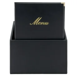SecuritCarte Menu simili cuir de la gamme Classique A4 (x20) plus BOX, 1 double insert inclus avec chaque menu (présente 4 pages A4) - Securit