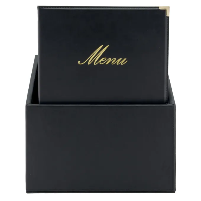 SecuritCarte Menu simili cuir de la gamme Classique A4 (x20) plus BOX, 1 double insert inclus avec chaque menu (présente 4 pages A4) - Securit