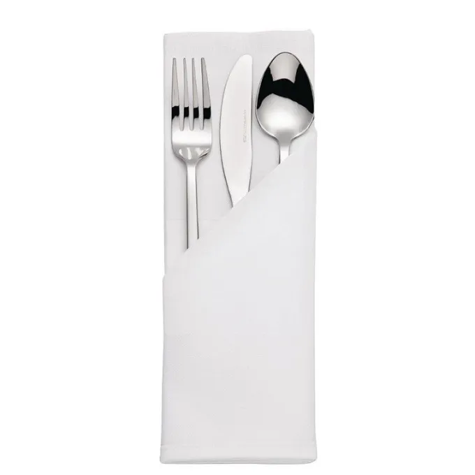 Serviette Blanche en Coton Bande de Satin 550 x 550 mm Lot de 10 - Mitre