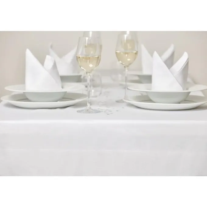 Serviette Blanche en Coton Bande de Satin 550 x 550 mm Lot de 10 - Mitre