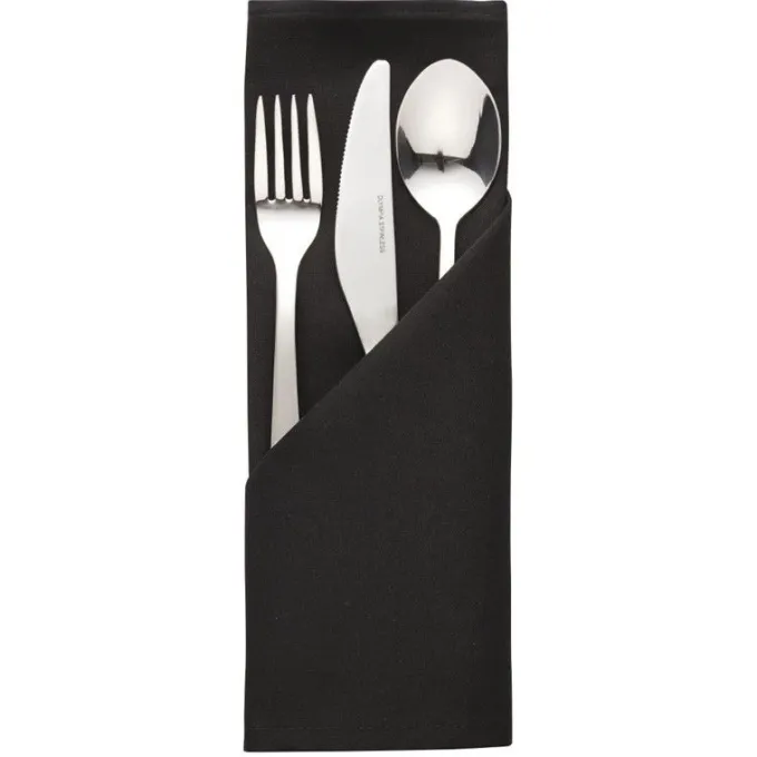 Serviette Noire en Polyester 510 x 510 mm Lot de 10 - Mitre
