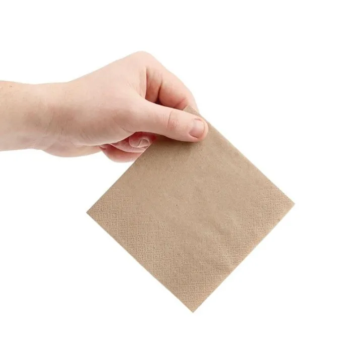 Serviettes Cocktail Recyclées 2 Plis Pliage 1/4 240mm Kraft - Lot de 4000 - Fiesta