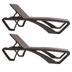 Set 2 Chaise Longue Marina Club Gris Foncé/Beige - RESOL