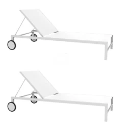 Set 2 Chaise Longue Texth. Shio Blanche - RESOL