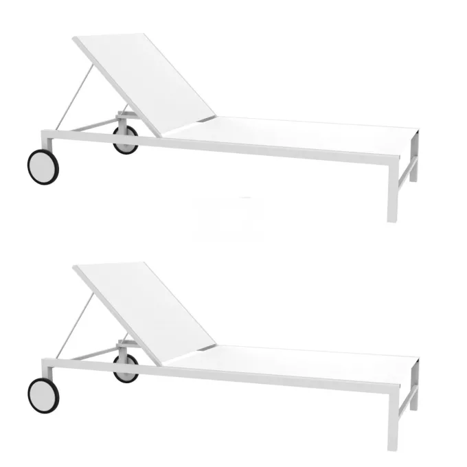 Set 2 Chaise Longue Texth. Shio Blanche - RESOL