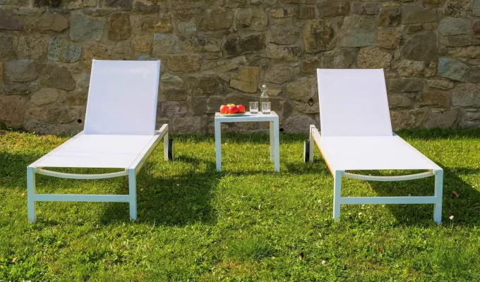 Set 2 Chaise Longue Texth. Shio Blanche - RESOL