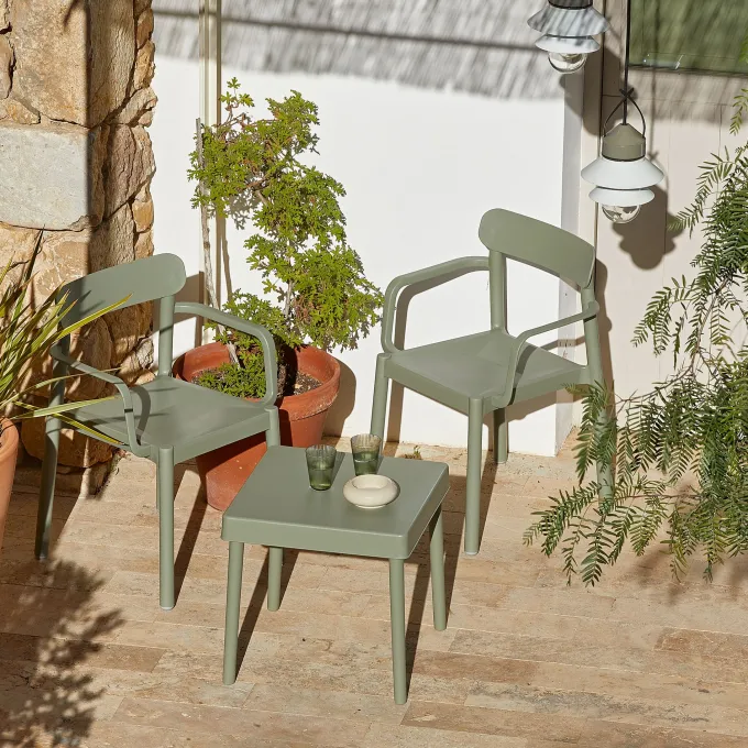 Set 2 Fauteuils + 1 Table ALBA-ELBA Gris Verdâtre - Resol