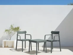 Set 2 Fauteuils + 1 Table ALBA-ELBA Gris Verdâtre - Resol