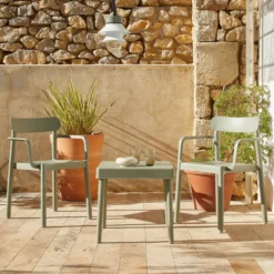 Set 2 Fauteuils + 1 Table ALBA-ELBA Gris Verdâtre - Resol