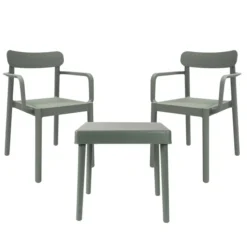 Set 2 Fauteuils + 1 Table ALBA-ELBA Gris Verdâtre - Resol