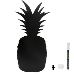 Silhouette ardoise ''Ananas'' - Feutre-craie inclus et kit velcro pour accrochage mural - 30x50cm - Securit