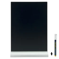 Silhouette ardoise de table ''A4'' - socle en aluminium - Feutre-craie inclus - Securit