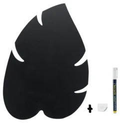 Silhouette ardoise '' feuille'' - Feutre-craie inclus et kit velcro pour accrochage mural - 43.8x29.6x0.3cm | 0.1 kg - Securit