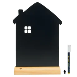 Silhouette ardoise ''Maison'' - Socle en bois - Feutre-craie inclus - Securit
