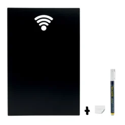 Silhouette ardoise murale ''WiFi'' - Feutre-craie inclus et kit velcro pour accrochage mural - 30x50cm - Securit