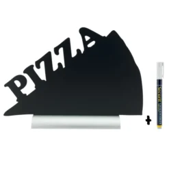 Silhouette ardoise ''pizza'' - socle en aluminium - Feutre-craie inclus - Securit