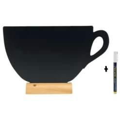 Silhouette ardoise ''tasse'' - base en bois - Feutre-craie inclus - Securit