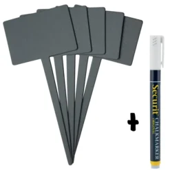Silhouette Rectangle ardoise tags - lot de 5 + feutre-craie - Securit